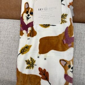 Lily & Birdie Corgi Dog Fall Velvet Plush Throw